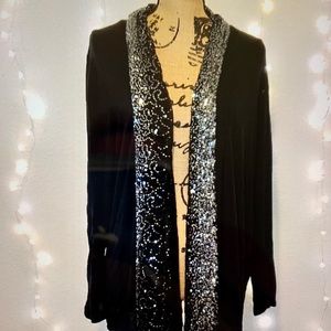 Lane Bryant Black Open Cardigan With Sequins 18/20